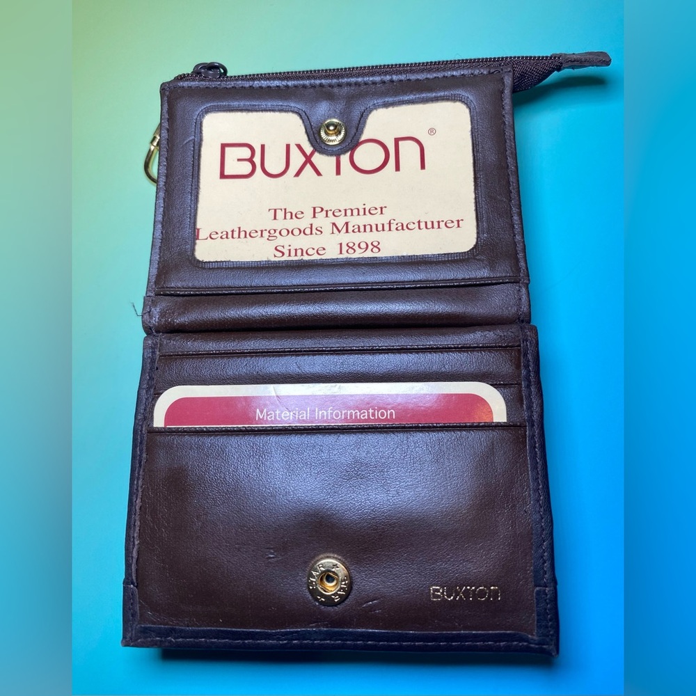 Vintage Women's Buxton Accordion Credit Card & ID Wizard Wallet Brown Cowhide